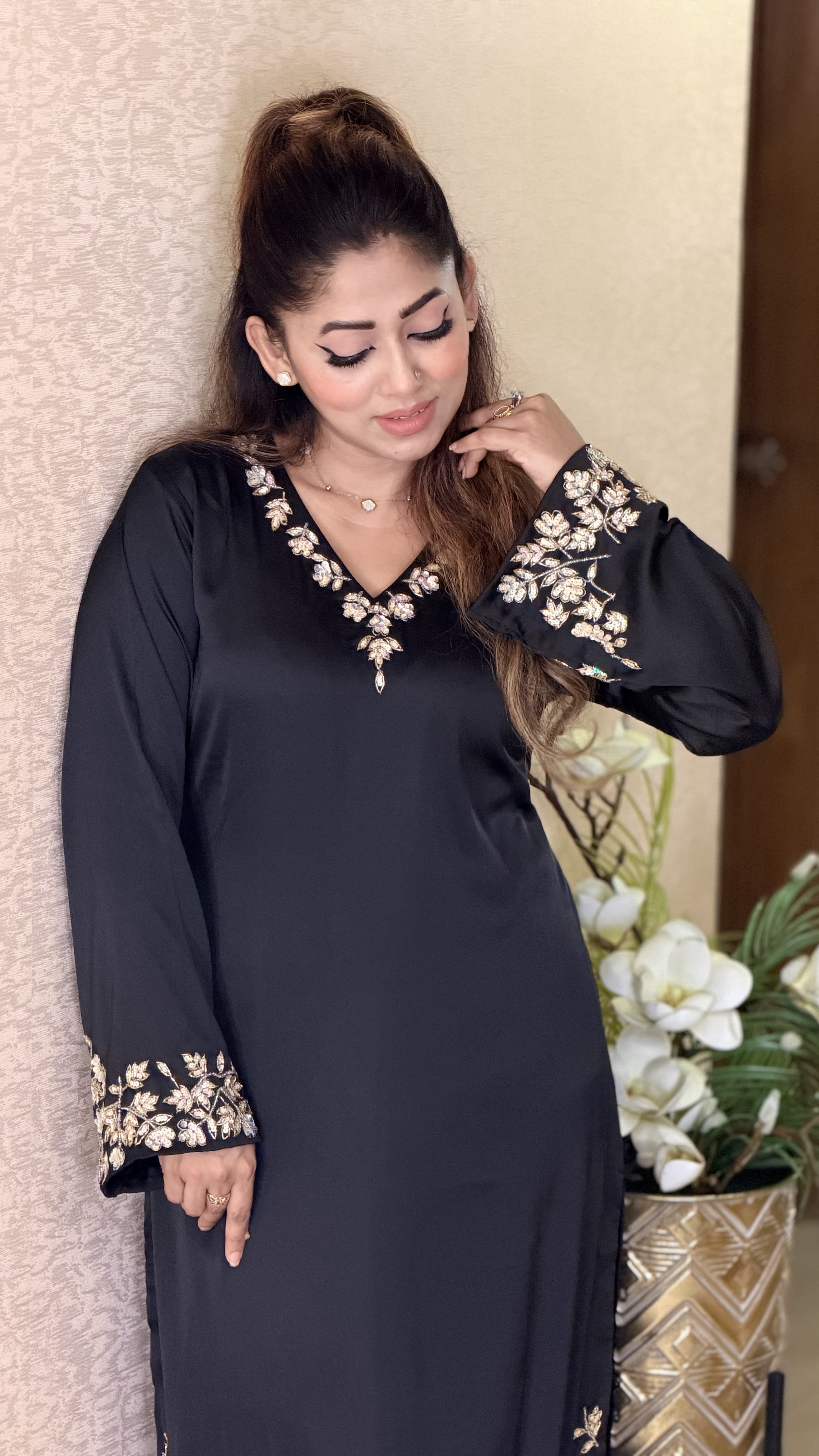 Beautiful 3 Piece long Kamiz✨ - Black ✨ – alternate view