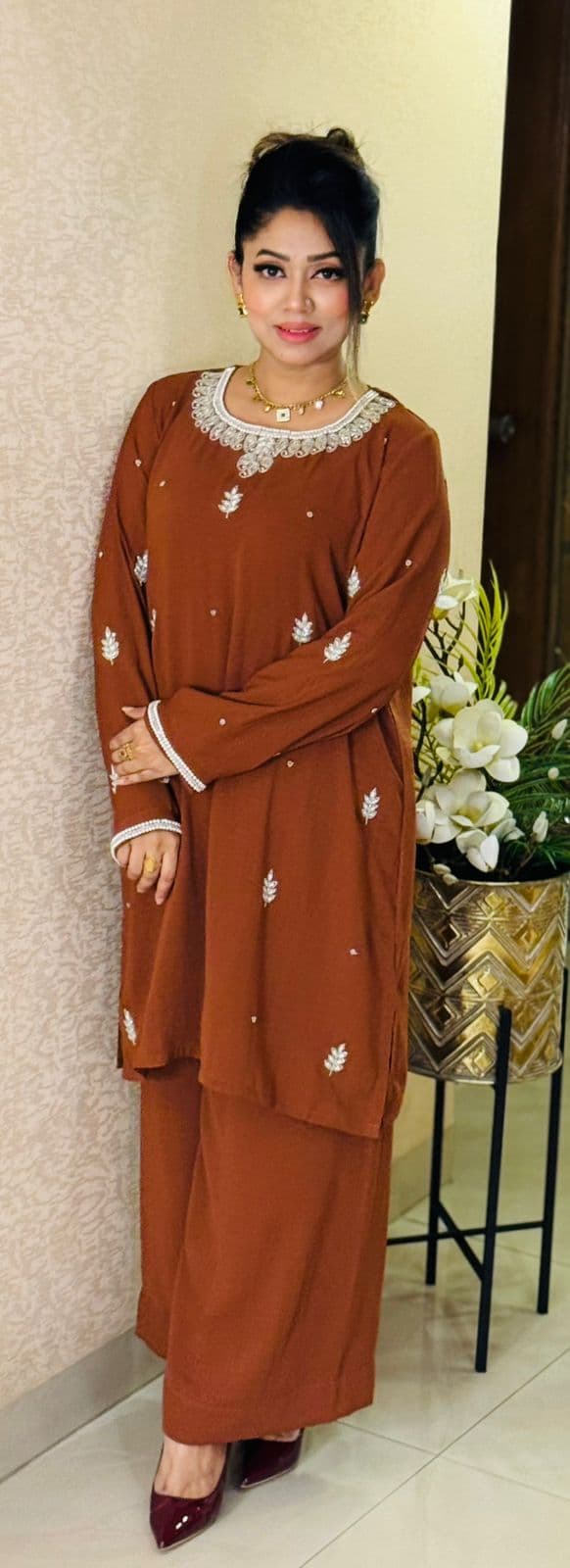 Beautiful 2 Piece Co-Ord Set - Reddish Brown ✨ – alternate view