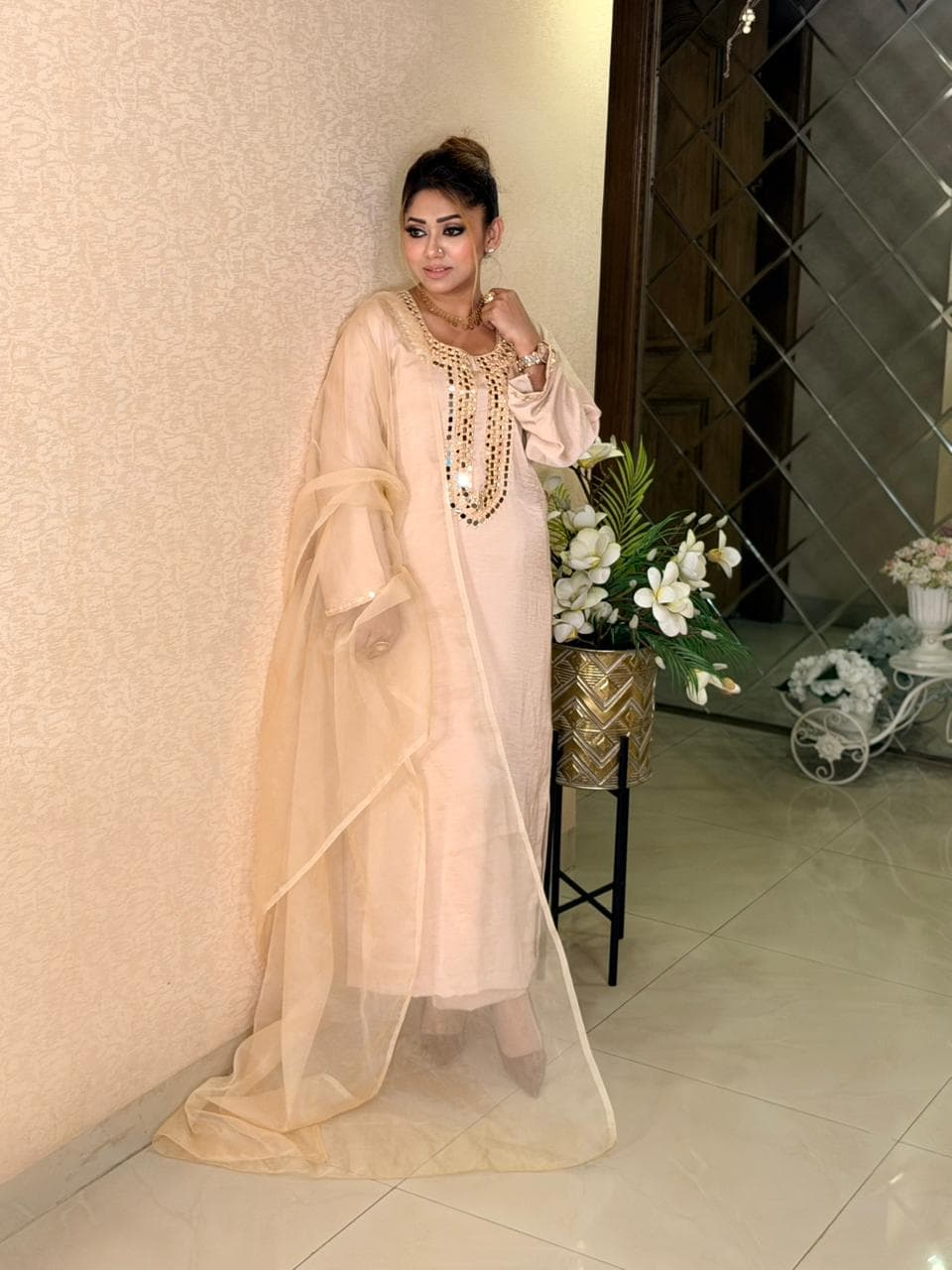 Beautiful 3 Piece Stitched Set - Skin Color ✨