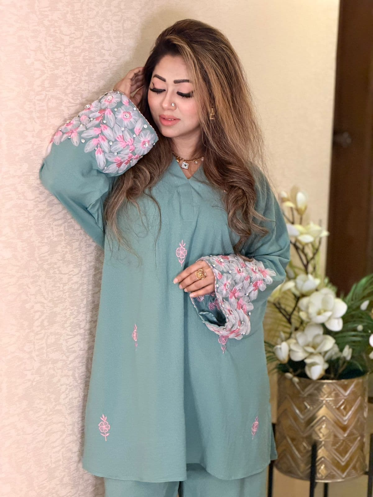 Beautiful 2 Piece Co-Ord Set - Stone Blue ✨ – alternate view