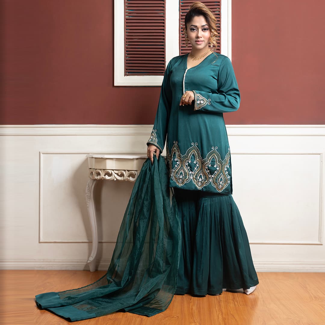 Beautiful 3 Piece Stitched Set - Teal ✨